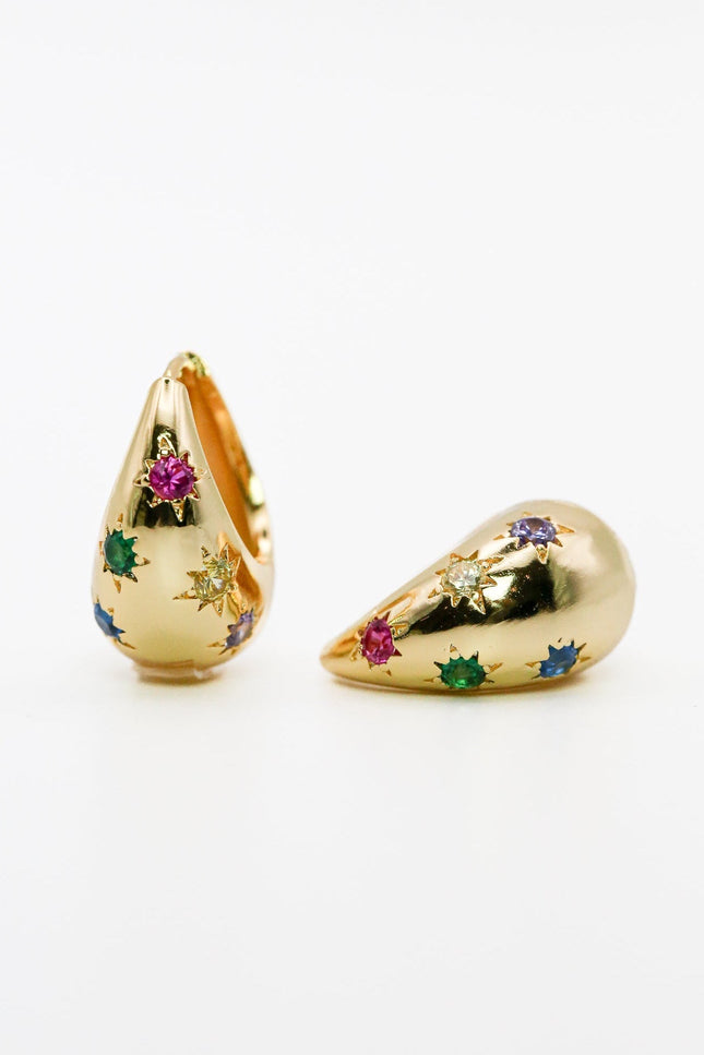 Miss Cecilia | Rainbow Sapphire Dome Hoop Earrings
