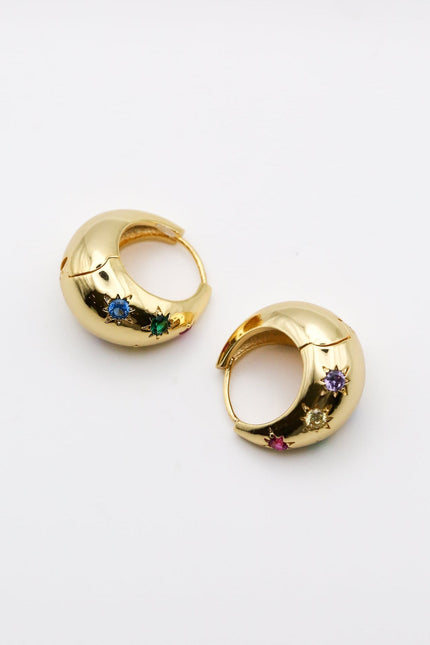 Miss Cecilia | Rainbow Sapphire Dome Hoop Earrings