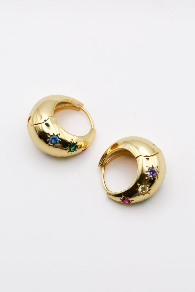 Miss Cecilia | Rainbow Sapphire Dome Hoop Earrings