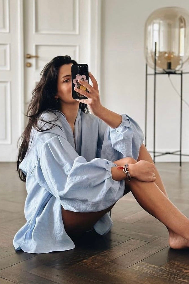 Soft Washed Shirt-Tunic IRIS BLUE