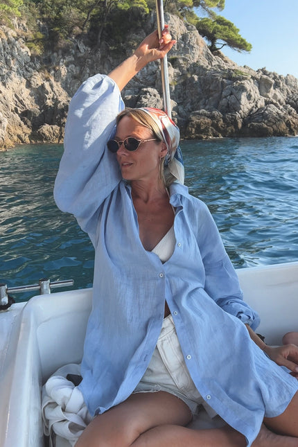 Soft Washed Shirt-Tunic IRIS BLUE
