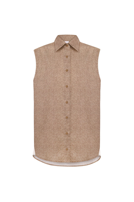 Sleeveless Cotton Shirt + Cotton Mini Shorts