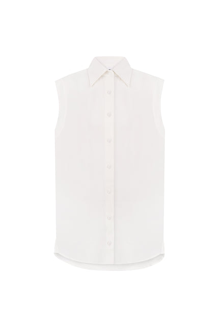 Sleeveless Cotton Shirt + Cotton Mini Shorts
