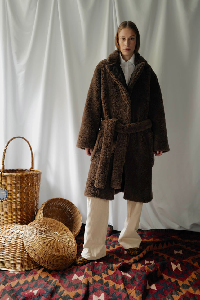Anna Led | Wool/Silk Teddy Robe Style Coat