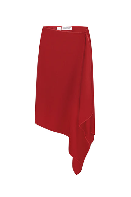 Selera | Red Wool Asymmetrical Skirt