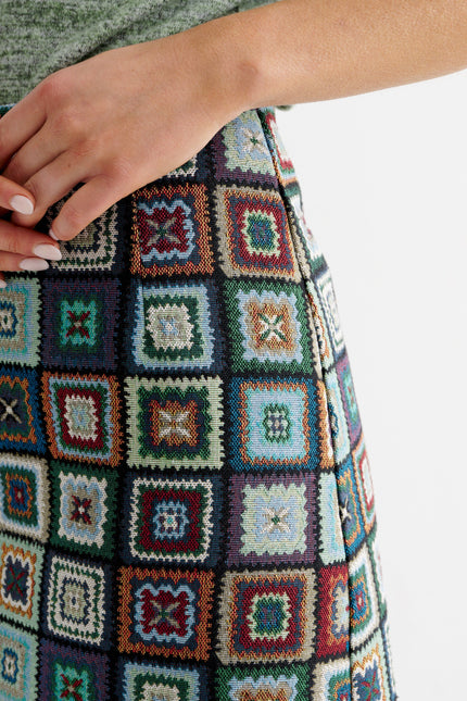 Buffy 70's Patch Jacquard Midi Skirt - Detail 3