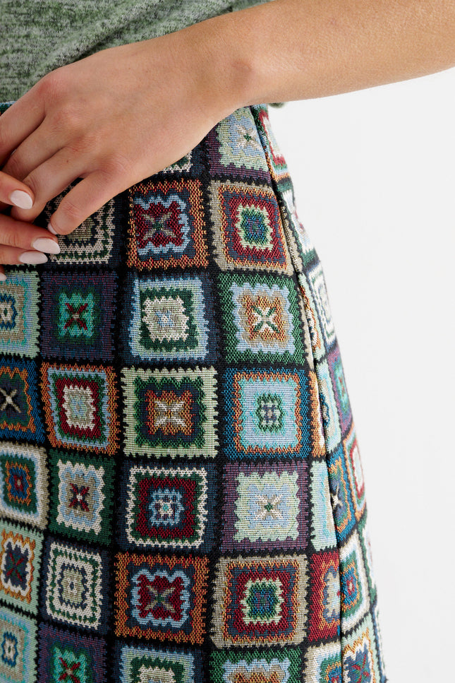Buffy 70's Patch Jacquard Midi Skirt - Detail 3