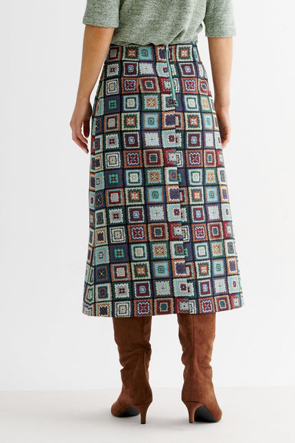 Buffy 70's Patch Jacquard Midi Skirt - Detail 2