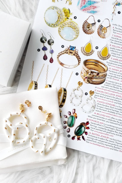 Poporcelain | Rose and Salted Pretzel Drop Earrings