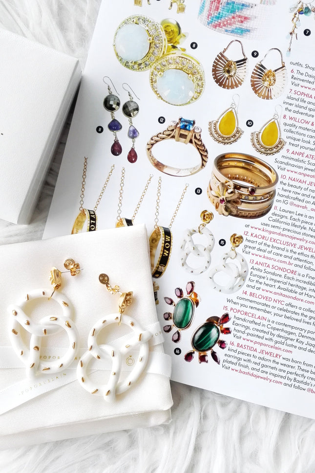 Poporcelain | Rose and Salted Pretzel Drop Earrings