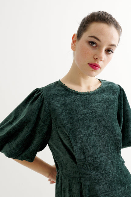 Philo Matte Velvet Dress - Forest Green