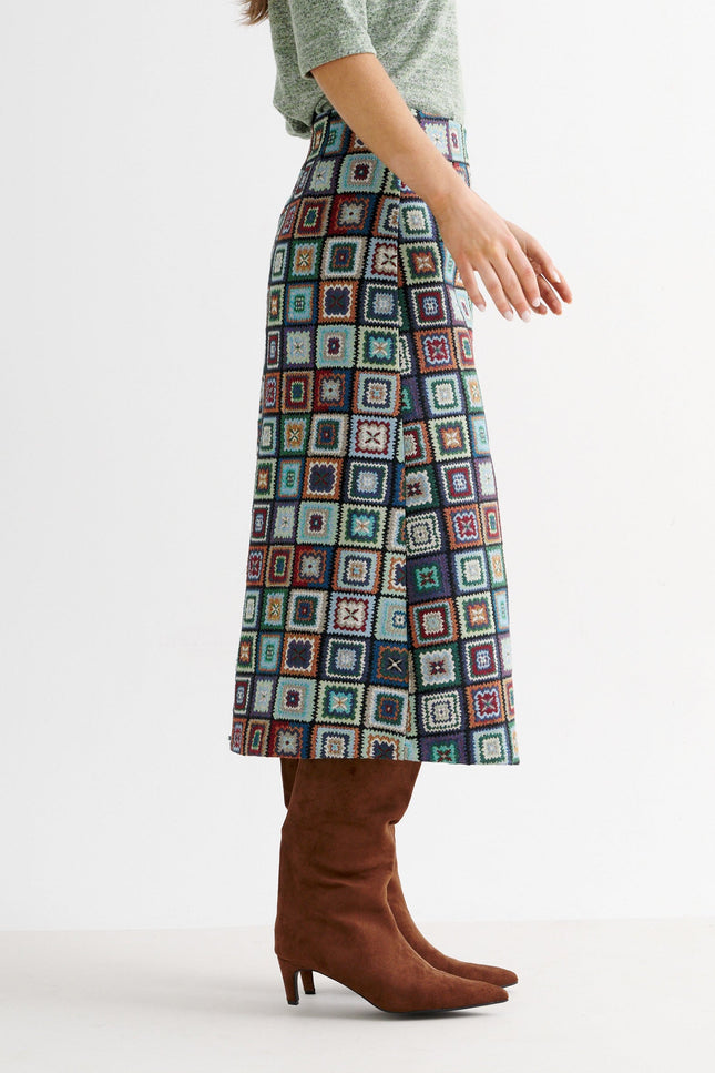 Buffy 70's Patch Jacquard Midi Skirt - Detail 1