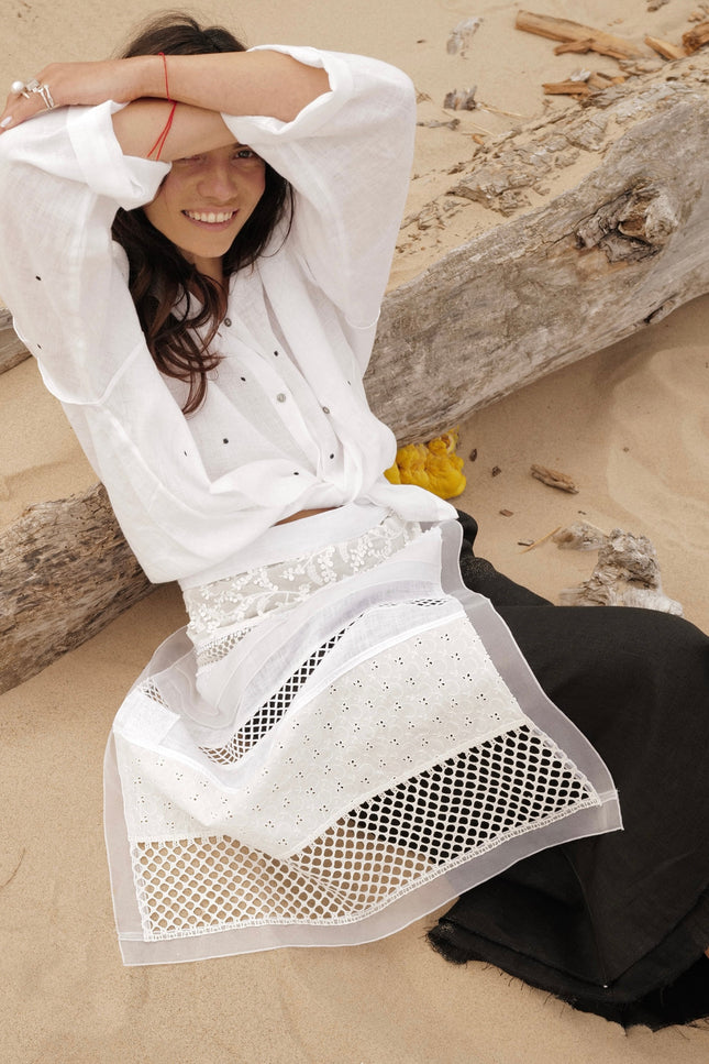 Hand Made Patchwork Apron SS26 In White