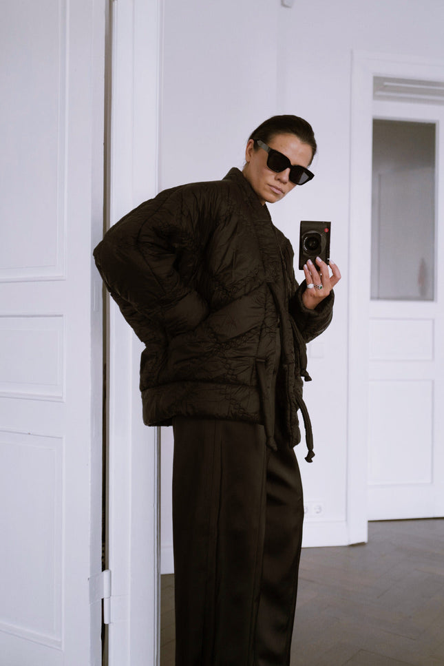 Anna Led | Quilted  Kimono KYOTO With Large Pockets and Tie Closure