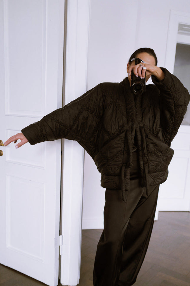 Anna Led | Quilted  Kimono KYOTO With Large Pockets and Tie Closure