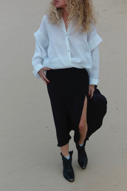 Soft Washed Linen Oversized Shirt WING WHITE