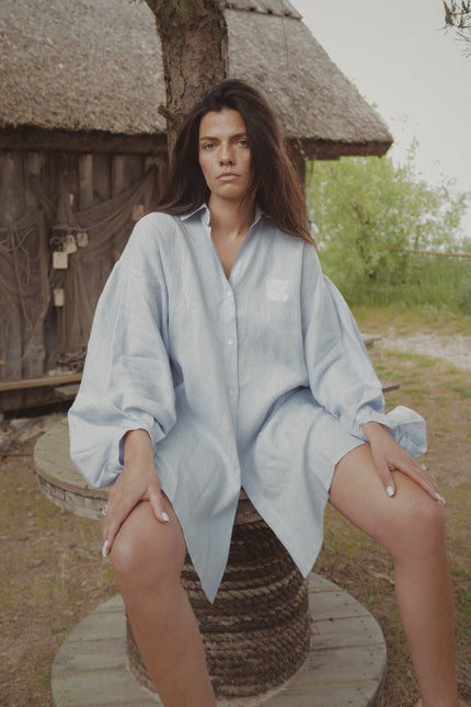 Soft Washed Shirt-Tunic IRIS BLUE