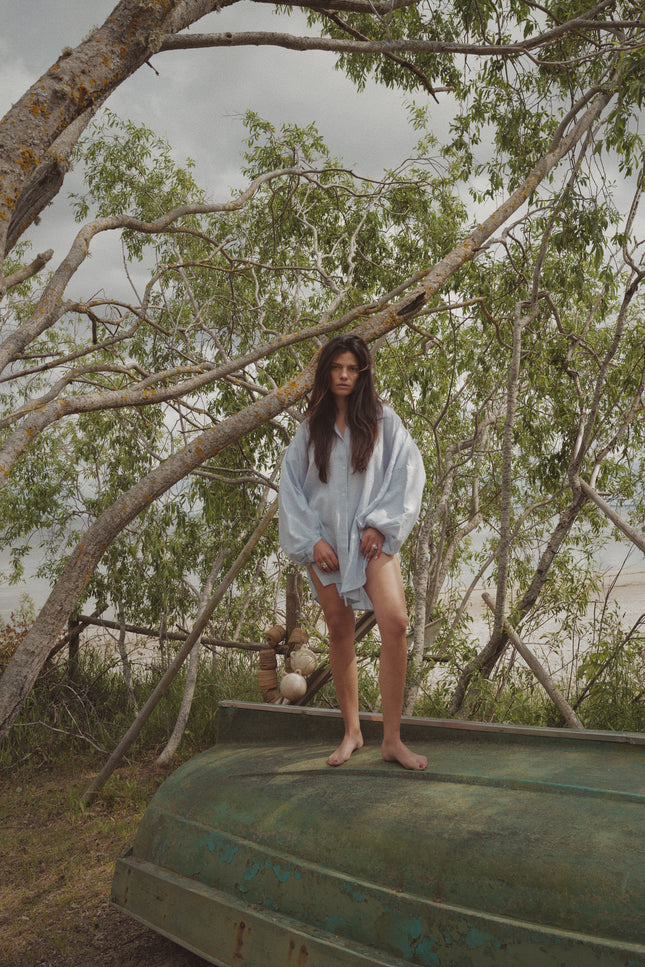 Soft Washed Shirt-Tunic IRIS BLUE