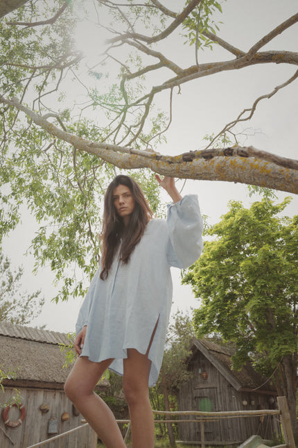 Soft Washed Shirt-Tunic IRIS BLUE
