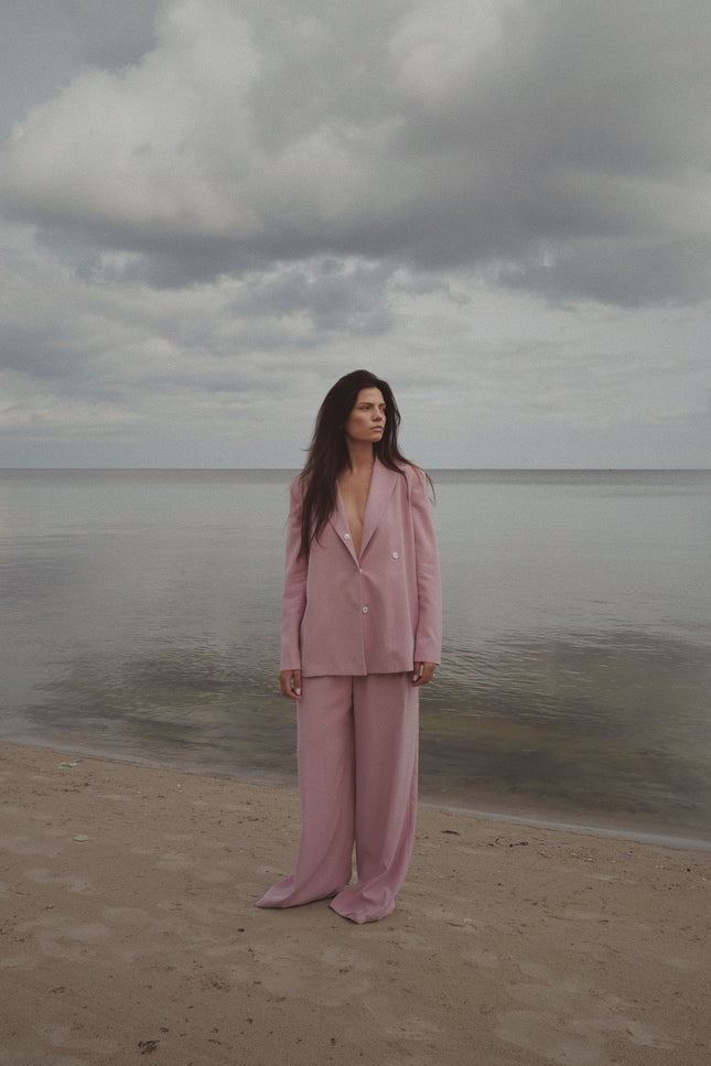 Heavy Cupra Wide-Leg Trousers BLUSH