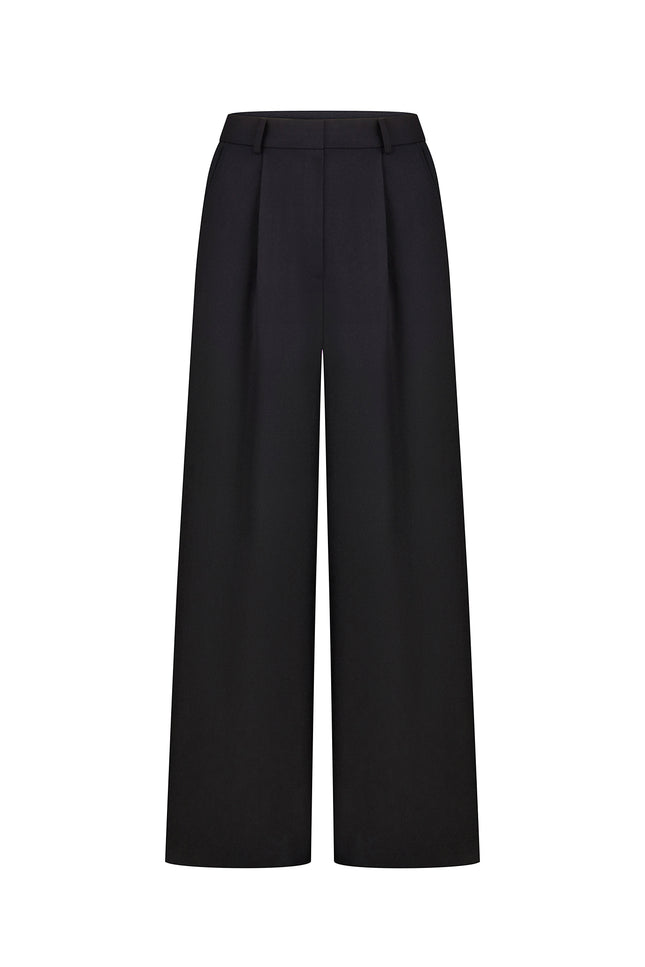Selera | Mid-rise Straight Wool Trousers with Pleats