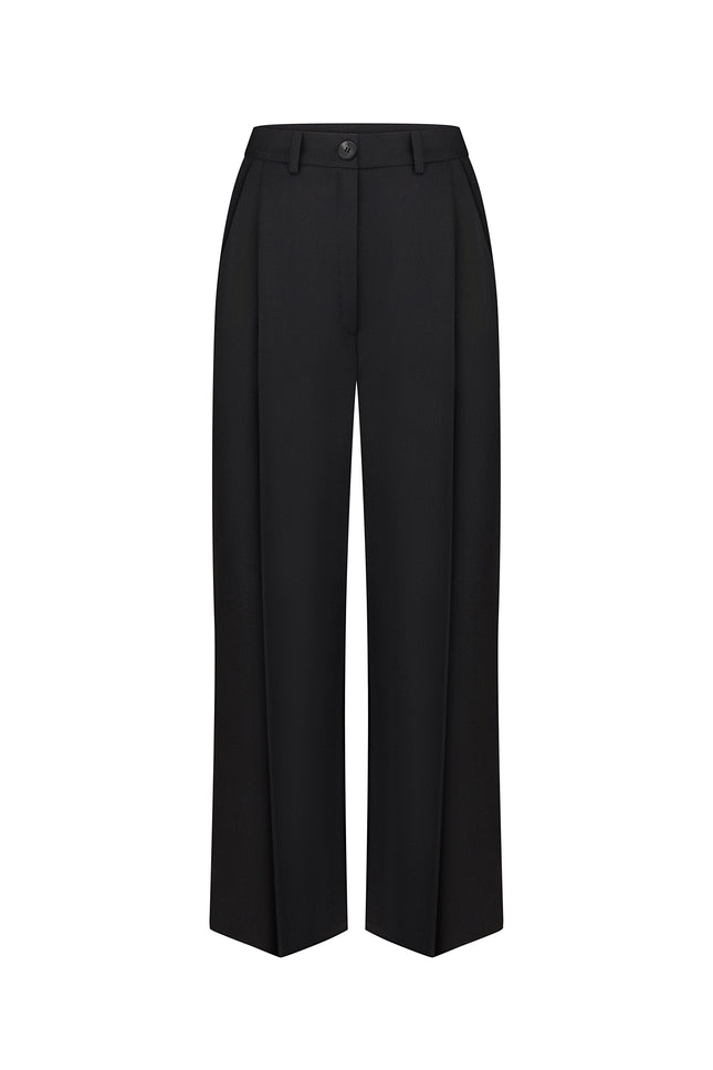 Selera | Wide Cropped Wool Trousers with Pleats