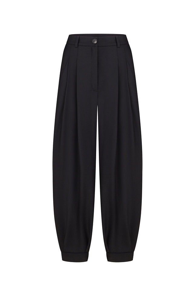 Selera | Barrel Wool trousers with Pleats and Cuffs