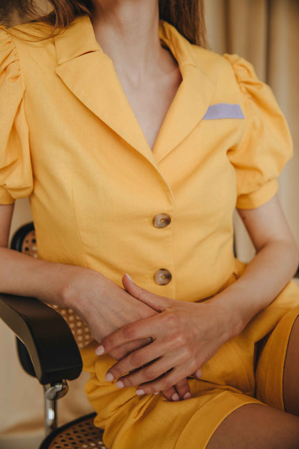 BÚDZIKO | MARSHMALLOW LINEN YELLOW SHORTS