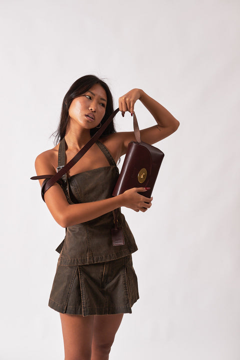 The Dust Company | Torba na ramię The Small Box ciemnobrązowa