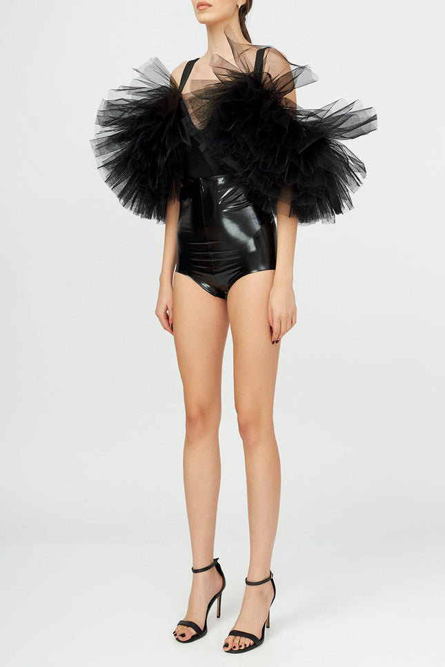 Liaaram | Signature Tulle trimmed Symmetrycal Bodysuit
