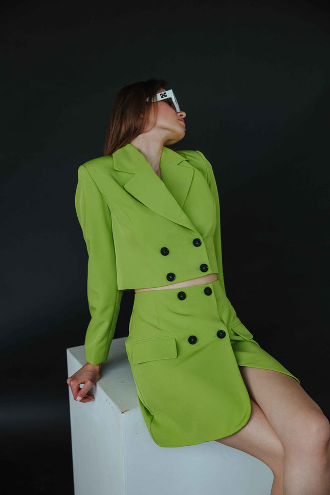 BÚDZIKO | LIME GREEN CROPPED BLAZER