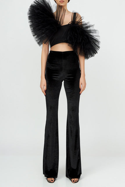 Liaaram | Asymmetric Tulle Ruffle Top
