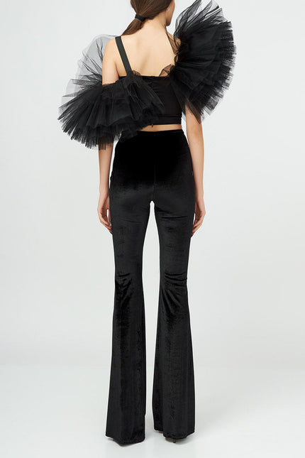 Liaaram | Asymmetric Tulle Ruffle Top