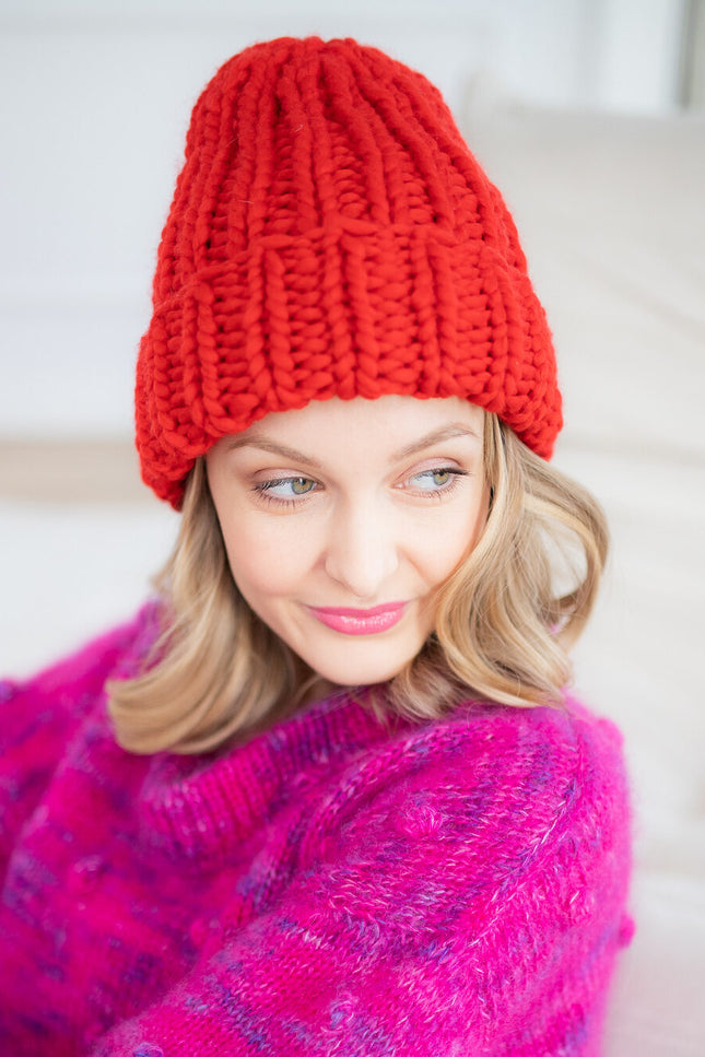 Color My Space I Beanie Merino red