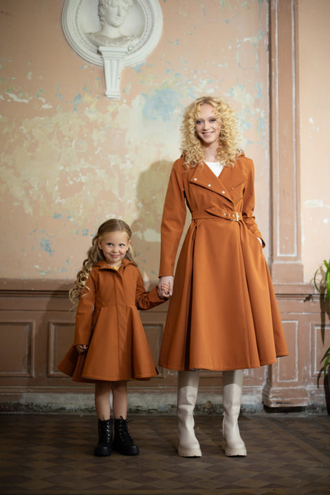 RainSisters | Caramel Brown Coat with Hood for Girls 'Caramel Field'