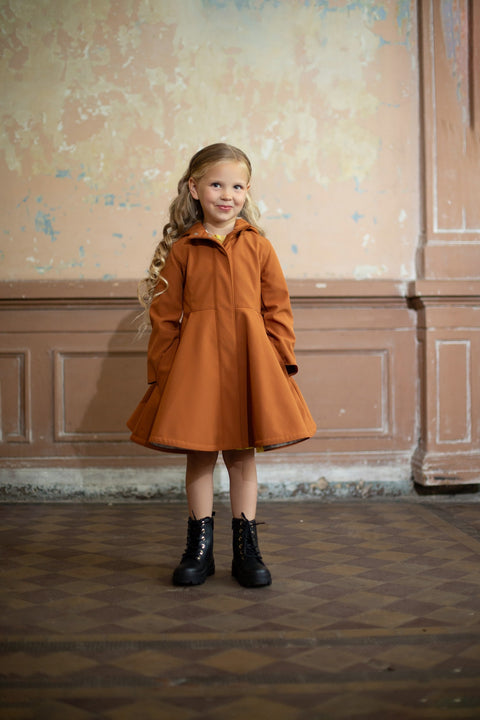 RainSisters | Caramel Brown Coat with Hood for Girls 'Caramel Field'