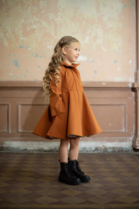 RainSisters | Caramel Brown Coat with Hood for Girls 'Caramel Field'