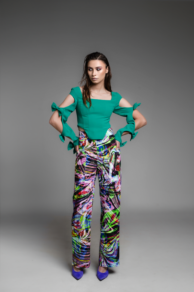 Psychedelic Overdose | Evergreen Straight Trousers