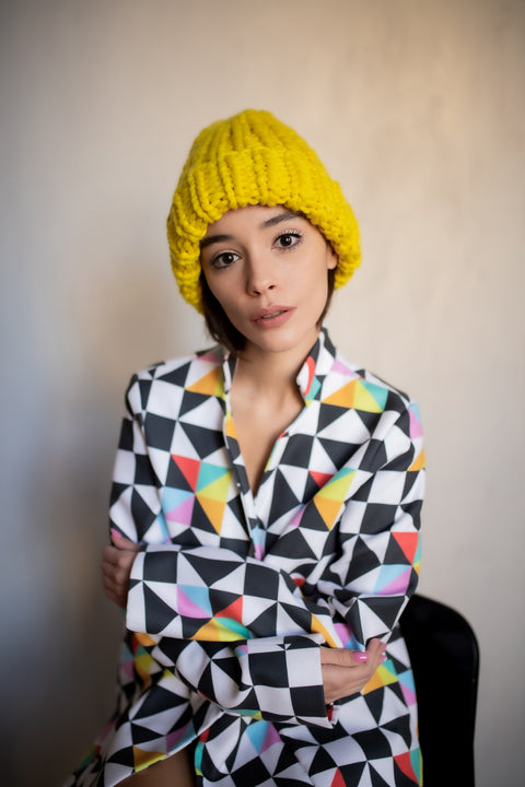 Color My Space I Czapka Merynos żółta