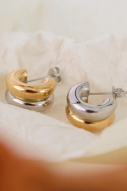 Miss Cecilia | Gold and Silver Double Tone Small Hoops