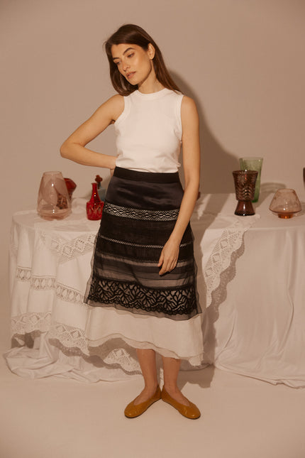 Hand Made Patchwork Apron SS26 In Black