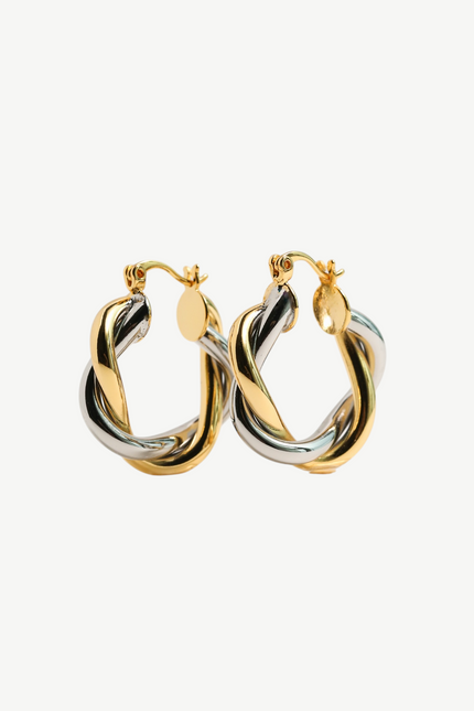 Miss Cecilia | Gold And Silver Twist Hoops