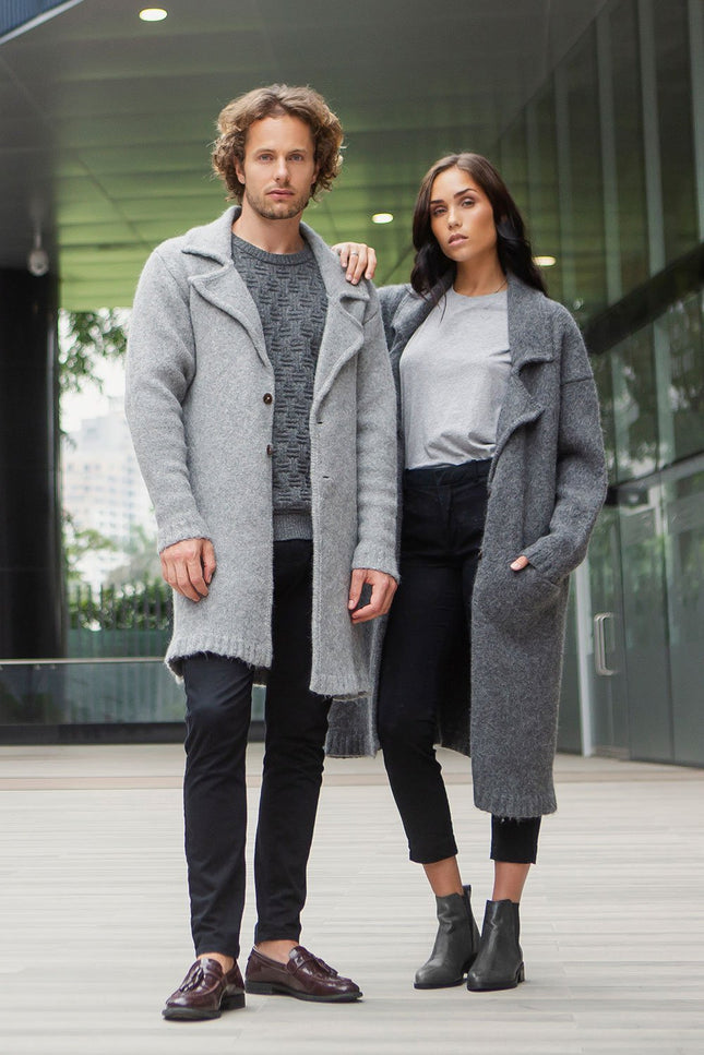 Kuma Coat - Dim grey NORGÄTE alpaca knitwear sustainably made in Peru