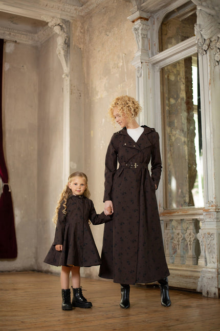 dark brown mommy and me set of waterproof coats