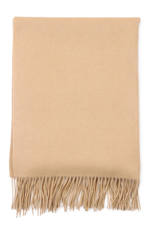 Bel Cashmere | Estola/ Bufanda grande con flecos camel