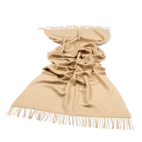 Bel Cashmere | Estola/ Bufanda grande con flecos camel