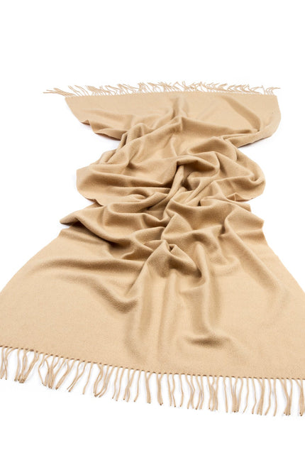 Bel Cashmere | Estola/ Bufanda grande con flecos camel