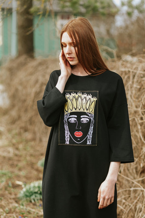 RADADA | Green Painting Sweatshirt Mini dress