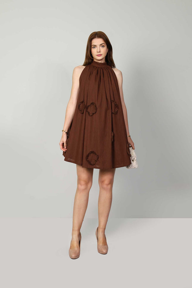 Muda Clothing | Mini dress Scarlett brown