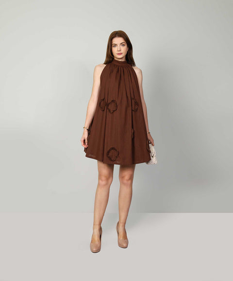 Muda Clothing | Mini dress Scarlett brown